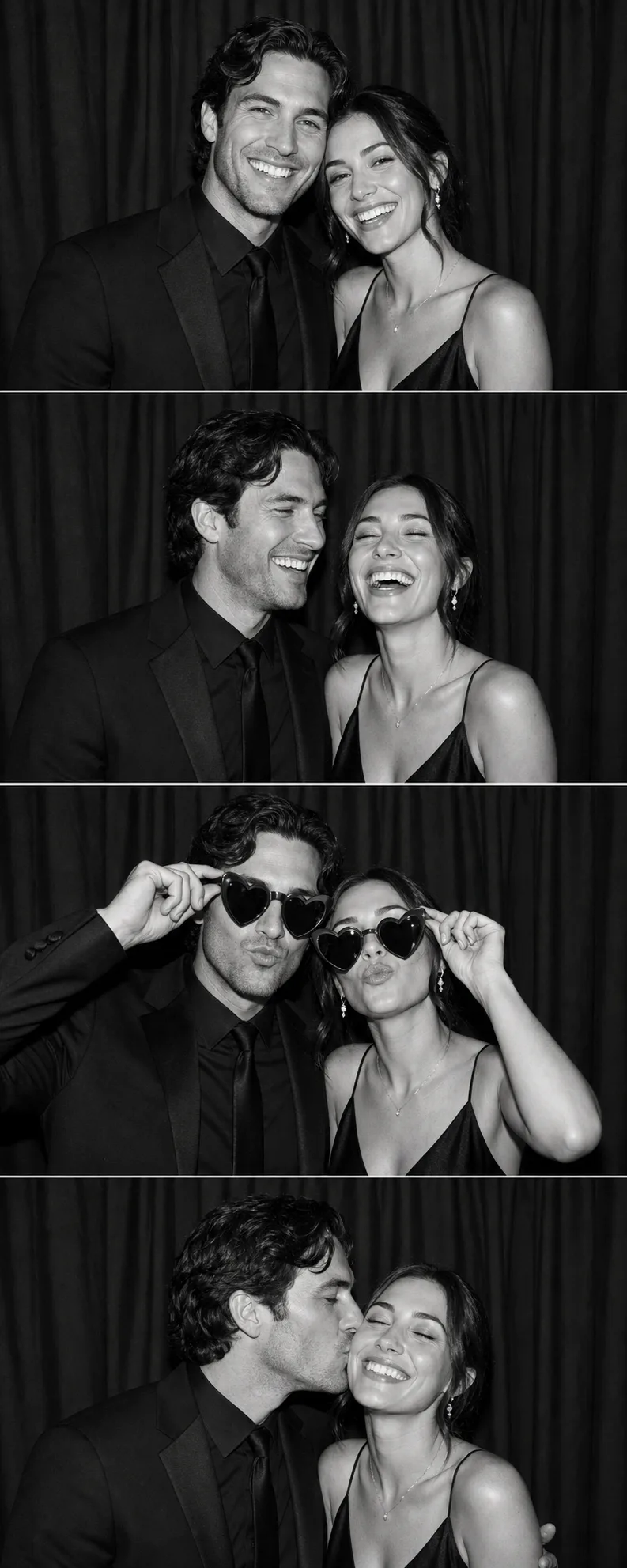 Muestra provisional generada de una pareja posando en una tira de Photo Booth